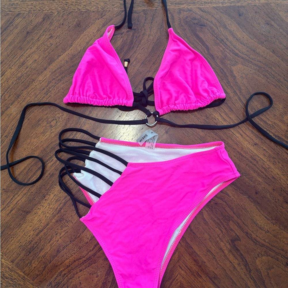 SHEIN Hot Pink and Black Bikini